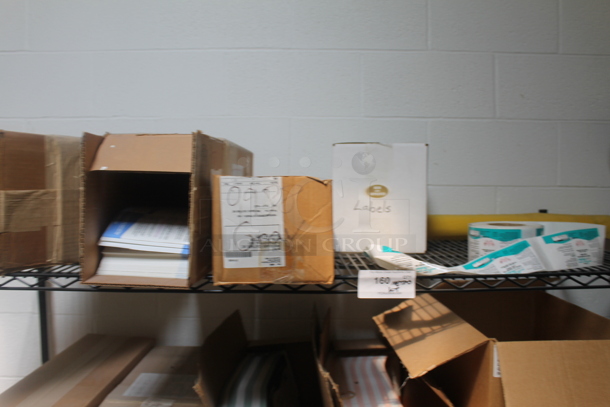 Black 4 Tier Wire Shelving Unit w/ Contents Including Labels on Commercial Casters. BUYER MUST REMOVE. - Image 2 of 7