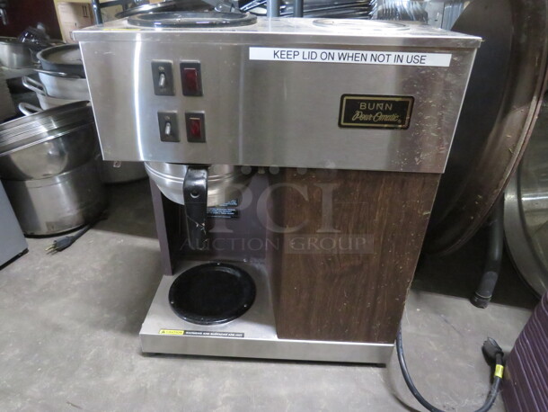 One Bunn Pour O Matic Coffee Brewer With Filter Basket. #VPR. 120 Volt. 15X8X20