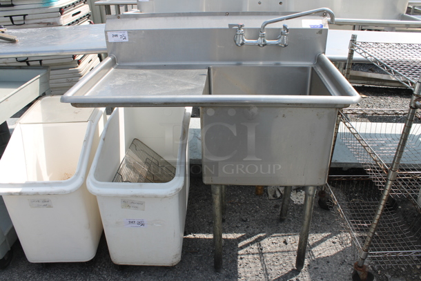 Stainless Steel Commercial Single Bay Sink w/ Left Side Drain Board, Faucet and Handles. - Image 1 of 7