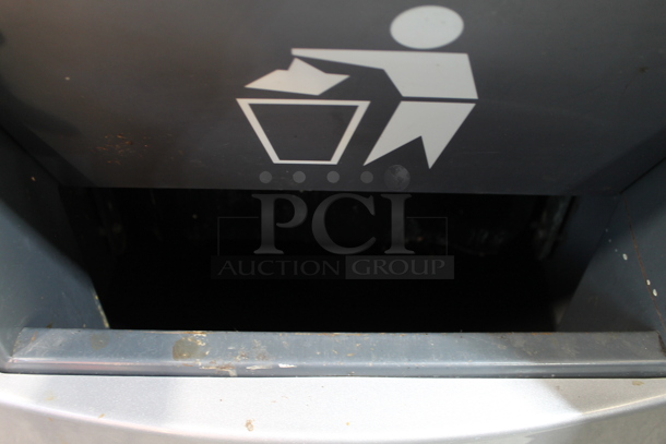 Tom Tomra Gray Metal Trash Can. - Image 2 of 2