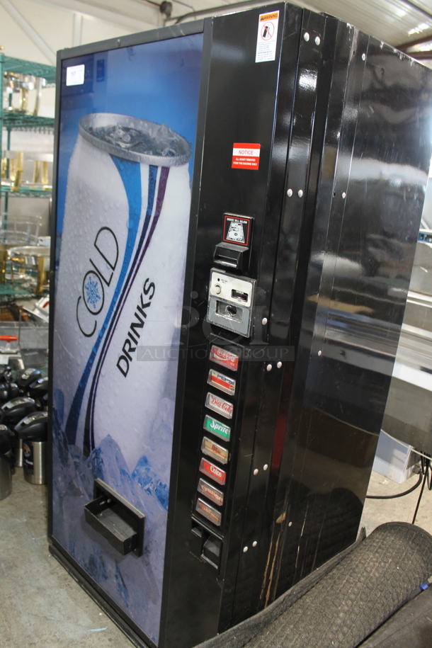Dixie Narco Metal Commercial Can Vending Machine w/ Cash and Coin Acceptor. 120 Volts, 1 Phase. Tested and Powers On But Does Not Get Cold - Image 1 of 3