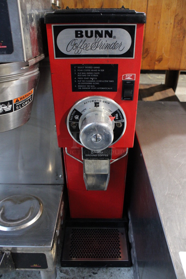 Bunn Model G3 Metal Commercial Countertop Coffee Bean Grinder. 120 Volts, 1 Phase. 7.5x16x27. Tested and Powers On But Parts Do Not Move