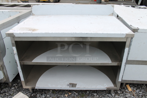 BRAND NEW SCRATCH AND DENT! Stainless Steel Table w/ Back Splash and 2 Under Shelves.