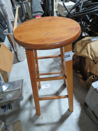 One Wooden Bar Stool.