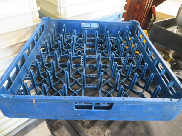 One Blue Dishwasher Rack. 