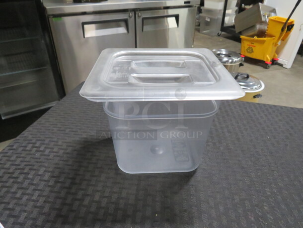 1/6 Size 6 Inch Deep Food Storage Container With Lid.. 2XBID.