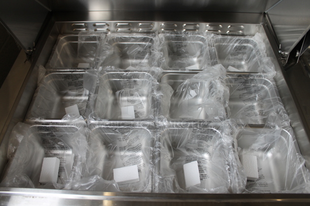 BRAND NEW! 2022 Atosa MSF8307GR Stainless Steel Commercial Sandwich Salad Prep Table Bain Marie Mega Top w/ Stainless Steel 1/6 Size Drop In Bins on Commercial Casters. 115 Volts, 1 Phase. Tested and Working! - Image 4 of 11