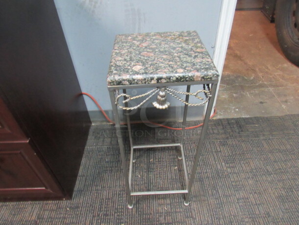 One Metal Table With Granite Top. 9X9X24