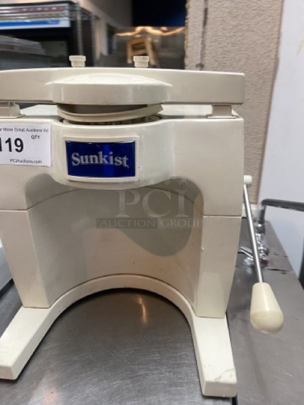 Sunkist Sectionizer Model 100
Cut fresh fruits and vegetables into uniform, even wedges with the Sunkist S-100 Commercial Sectionizer. This product makes it a breeze to cut lemons, limes, oranges, tomatoes, onions, and a host of other produce into identical wedges or slices. Simply insert your whole or cut-to-size produce into the Sectionizer, push down on the lever, and your fruits and vegetables will be perfectly cut! This versatile tool is suitable for cutting all firm fruits and vegetables that do not have pits. Not only does the Sectionizer save time over cutting produce by hand, it makes it easy for any member of your kitchen staff to create uniform cuts that will enhance the presentation of your signature salads, entrees, desserts, or beverages.
Commercial GRADE NSF WORKING
 - Image 3 of 7