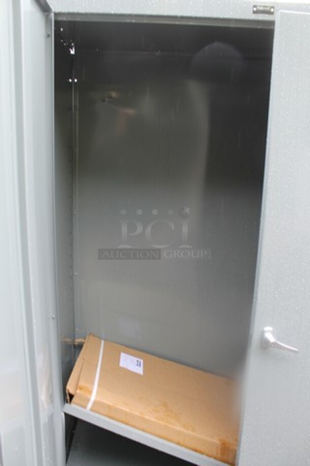 BRAND NEW SCRATCH AND DENT! Hallowell  Gray Metal 2 Door Cabinet. - Image 4 of 8