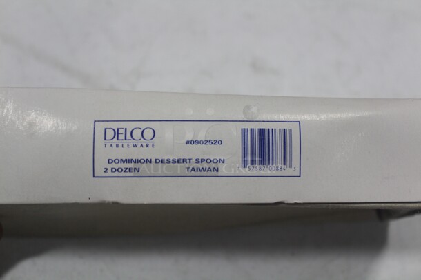 NEW IN BOX! 33 Boxes (24 Count Each) Delco Dominion Dessert Spoons. 33X Your Bid!  - Image 2 of 3
