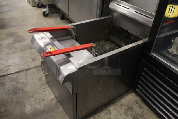 CPG Cooking Performance Group Stainless Steel Commercial Countertop Natural Gas Powered Deep Fat Fryer w/ 4 Basket Pushers. - Image 3 of 5