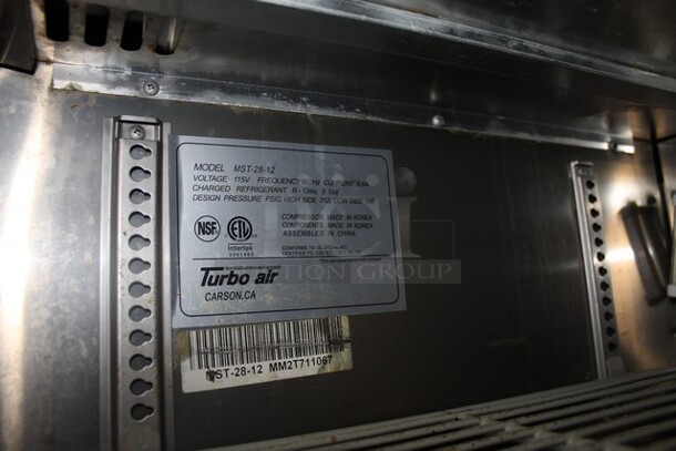 Turbo Air MST-28-12 Stainless Steel Commercial Sandwich Salad Prep Table Bain Marie Mega Top on Commercial Casters. 115 Volts, 1 Phase. Tested and Working! - Image 5 of 5