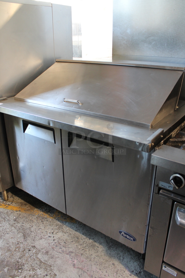 2015 Atosa MSF8306 Stainless Steel Commercial Sandwich Salad Prep Table Bain Marie Mega Top on Commercial Casters. 115 Volts, 1 Phase. Tested and Powers On But Does Not Get Cold - Image 1 of 7