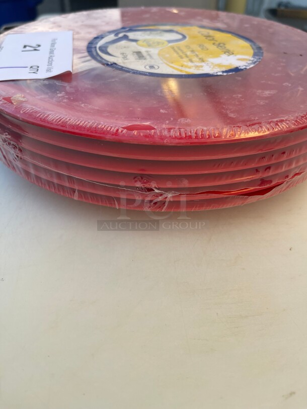 Red 10 1/2 Inch Plates Pack of 6 - Image 3 of 6