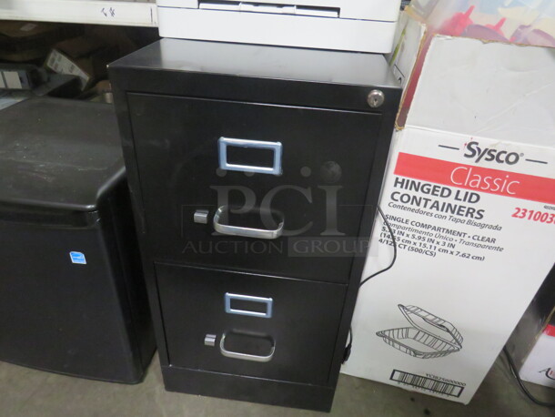 One 2 Drawer Metal File Cabinet. 15X22X28