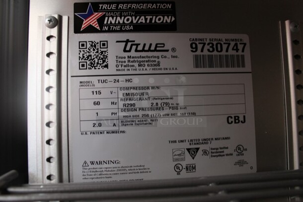2019 True TUC-24-HC Stainless Steel Commercial Single Door Undercounter Cooler. 115 Volts, 1 Phase. Tested and Working! - Image 4 of 4