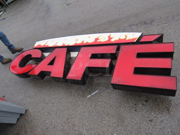 One Lighted CAFE Sign. 103X13X35