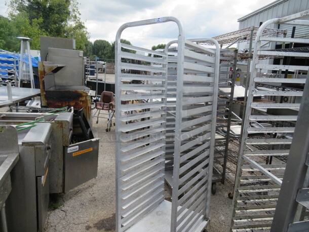 One Aluminum Speed Rack On Casters. 21.5X26.5X70