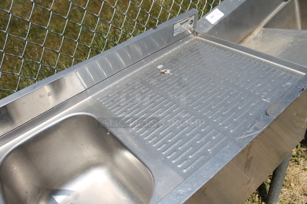 Krowne 18-63C Commercial Stainless Steel 3 Bay Sink With Left and Right Drainboards And Low Lead Faucet On Galvanized Legs. - Image 4 of 8