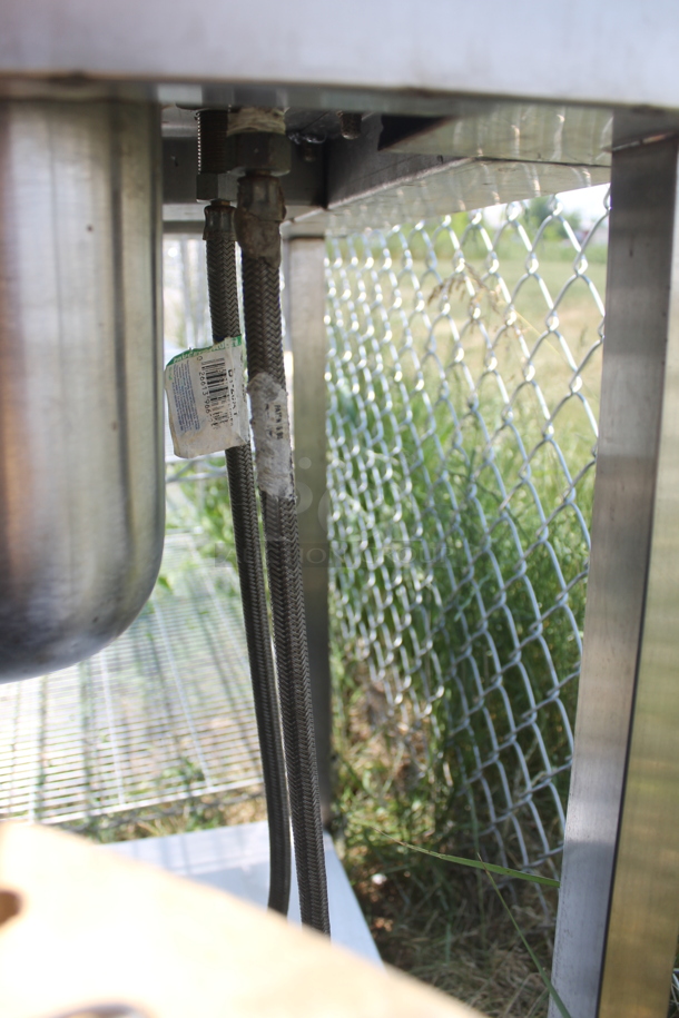 Commercial Stainless Steel Hand Sink With Backsplash And Gooseneck Faucet On Single Door Open Cabinet Base. - Image 7 of 7