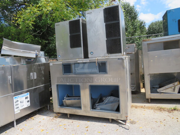 2-Hoshizaki Air Cooled Crescent Cubed Ice Maker #KM1340MAH, And 1 Follet Ice Bin. 208-230 Volt. 72X40X97. 3XBID. YOU WILL RECEIVE 2 ICE MAKERS AND 1 ICE BIN!!!! ICE BIN LIDS NEED TO BE REATTACHED! - Image 2 of 2