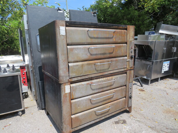 One Natural Gas Double Deck Oven. Missing 3 Knobs. 58X41X67 - Image 2 of 2