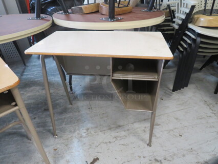 One VINTAGE Metal School Desk. 31.5X18X29.5