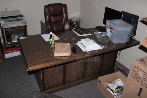 WOW! Office Desk (72x34x30) And Leather Office Chair. Desk And Chair Only 