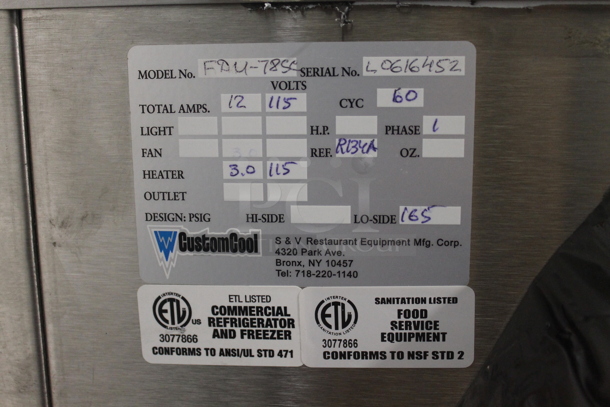 BRAND NEW SCRATCH AND DENT! CustomCool FDM-78SC Stainless Steel Commercial Refrigerated Buffet Station w/ Under Shelf. 115 Volts, 1 Phase. Tested and Working! - Image 5 of 5