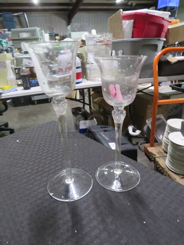 One Lot Of 2 Etched Glass Candle Holders.  - Image 1 of 1