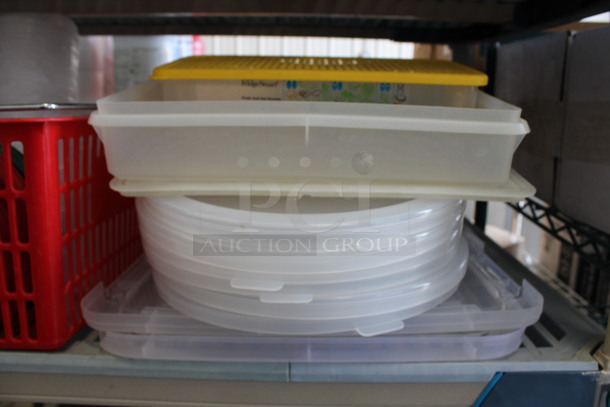 ALL ONE MONEY! Lot of Various Items Including Plastic Lids and Containers, Shopping Basket and Blue Bin! - Image 5 of 5