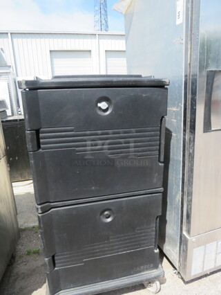 One Cambro Dual Door Food Transport On Casters. Model# UPC1600. 27X31.5X54