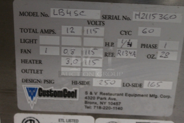 BRAND NEW SCRATCH AND DENT! CustomCool LB4SC Stainless Steel Commercial 2 Drawer Undercounter Cooler on Commercial Casters. 115 Volts, 1 Phase. Cannot Test Due To Missing Power Cord - Image 5 of 5