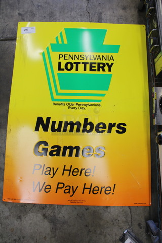 Metal Pennsylvania Lottery Sign. 35x47