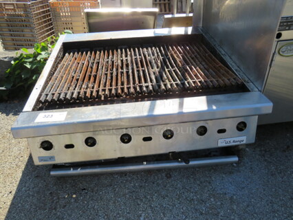 One US Range Natural Gas Charbroiler. 36X32X15. No Knobs.