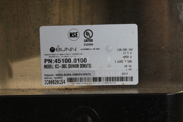 2019 Bunn IC3-DBC Stainless Steel Commercial Countertop Iced Tea Machine w/ Metal Brew Basket. 120/208 Volts, 1 Phase.  - Image 4 of 5