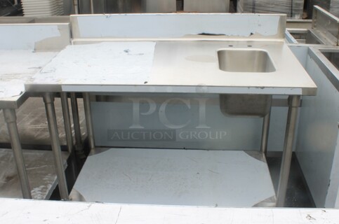 BRAND NEW SCRATCH AND DENT! Stainless Steel Commercial Table w/ Sink Bay, Back Splash and Under Shelf.  Bay 10x14x10