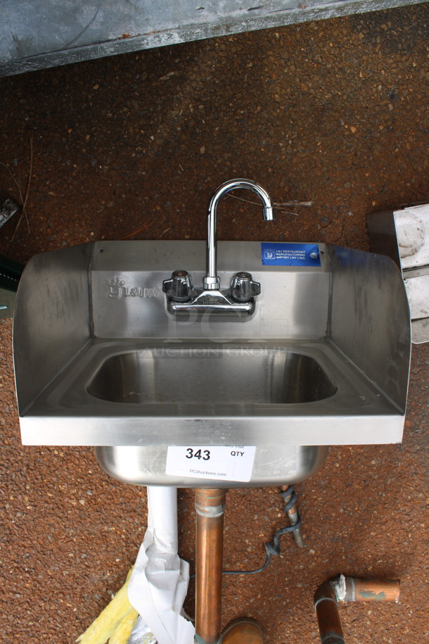 Stainless Steel Commercial Single Bay Sink w/ Faucet, Handles and Dual Splash Guards. 16x16x18