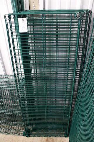 ALL ONE MONEY! Lot of 5 Green Finish Shelves and 4 Green Finish Poles! 48x18x1.5, 75"