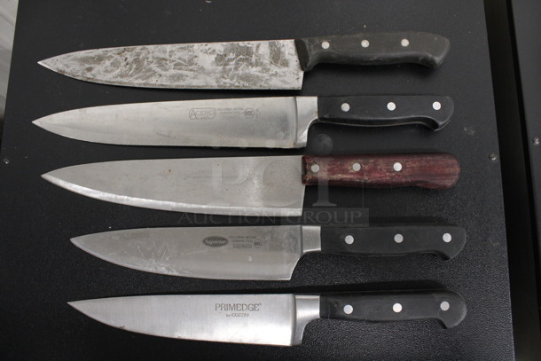 5 Sharpened Stainless Steel Chef Knives. Includes 13