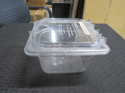 1/6 Size 4 Inch Deep Clear Food Storage Container With Flip Lid. 2XBID