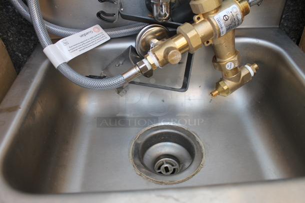 BRAND NEW! Stainless Steel Commercial Single Bay Wall Mount Sink w/ Faucet and Cabinet. - Image 4 of 8