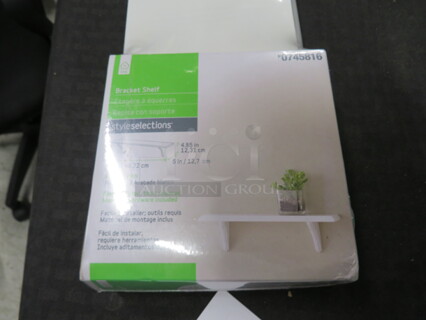 One NEW 18 Inch White Shelf With Brackets.