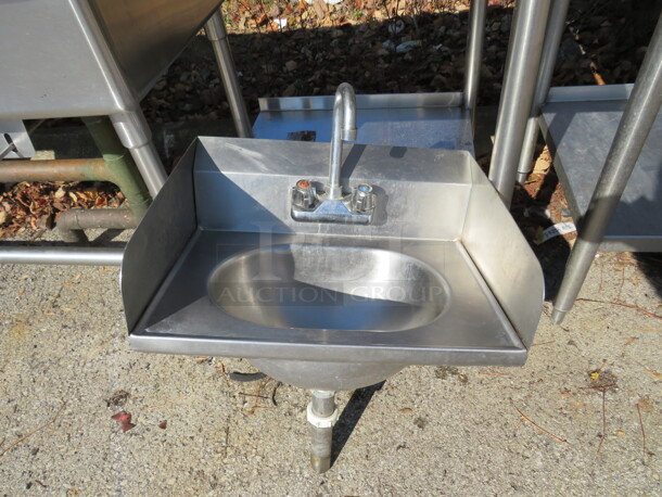 One Eagle Stainless STeel Hand Sink With Faucet, R/L And Back Splash. 19X15 - Image 1 of 1