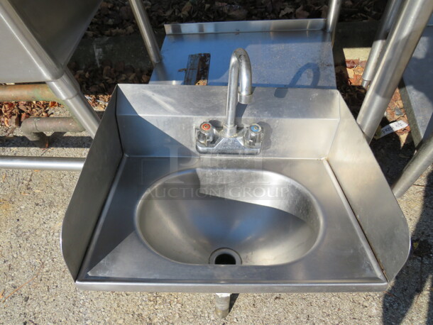 One Eagle Stainless STeel Hand Sink With Faucet, R/L And Back Splash. 19X15 - Image 1 of 1