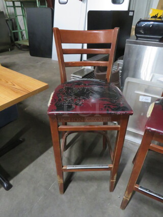Wooden Bar Height Chair With Cushioned Seat. 2XBID