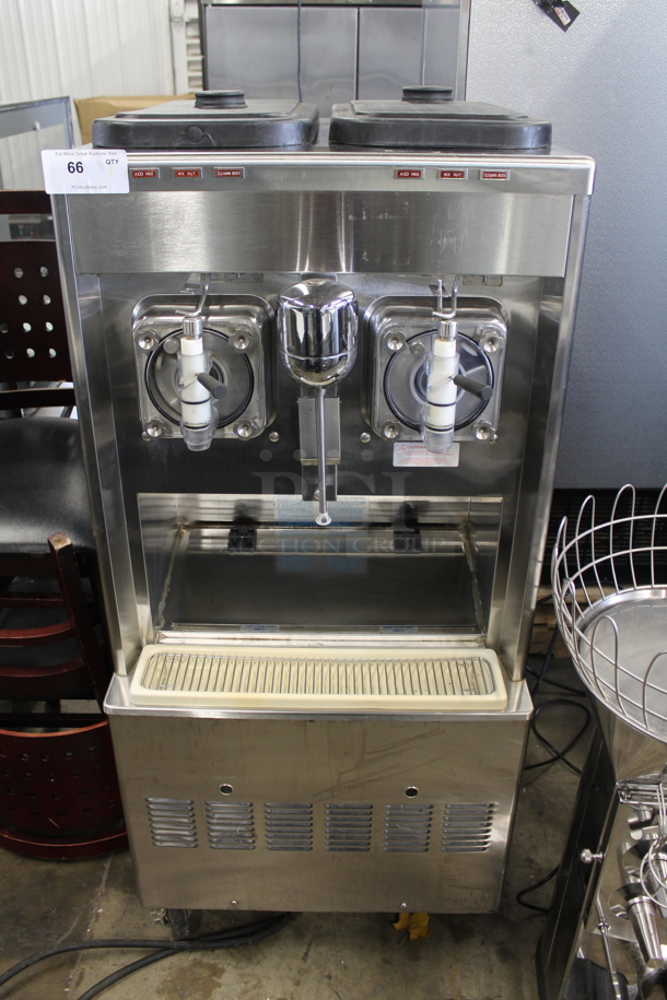 2012 Taylor 342D-27 Stainless Steel Commercial Floor Style Air Cooled 2 Flavor Frozen Beverage Machine w/ Drink Mixer Attachment on Commercial Casters. 208-230 Volts, 1 Phase. - Image 1 of 8