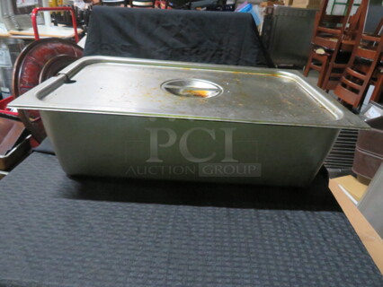 One Full Size 6 Inch Deep Hotel Pan With Lid.