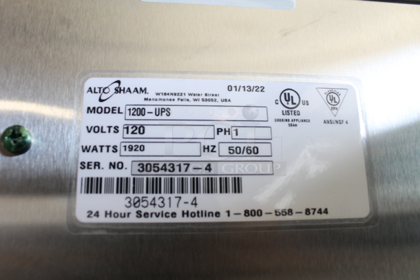 BRAND NEW! 2022 Alto Shaam 1200-UPS Commercial Stainless Steel Electric Double Deck Heating Holding Cabinet With Pan Racks on Commercial Casters. 120 V, 1 Phase. Tested and Working!   - Image 7 of 9